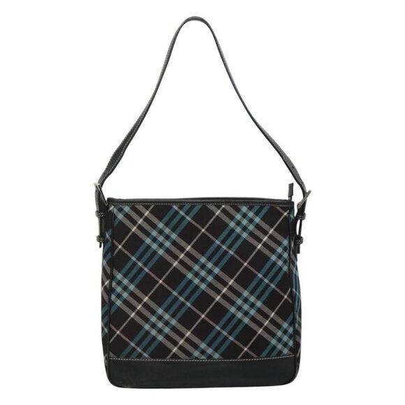 BURBERRY Nova Check Blue Label Shoulder Bag Canvas Blue Silver Auth BD488 - Picture 2 of 15